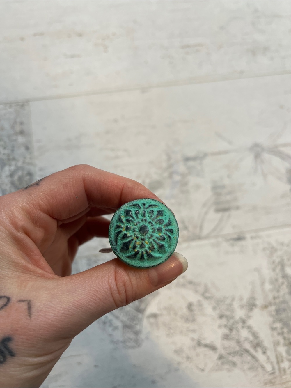 Hobby Lobby Green Metal Decorative Knob